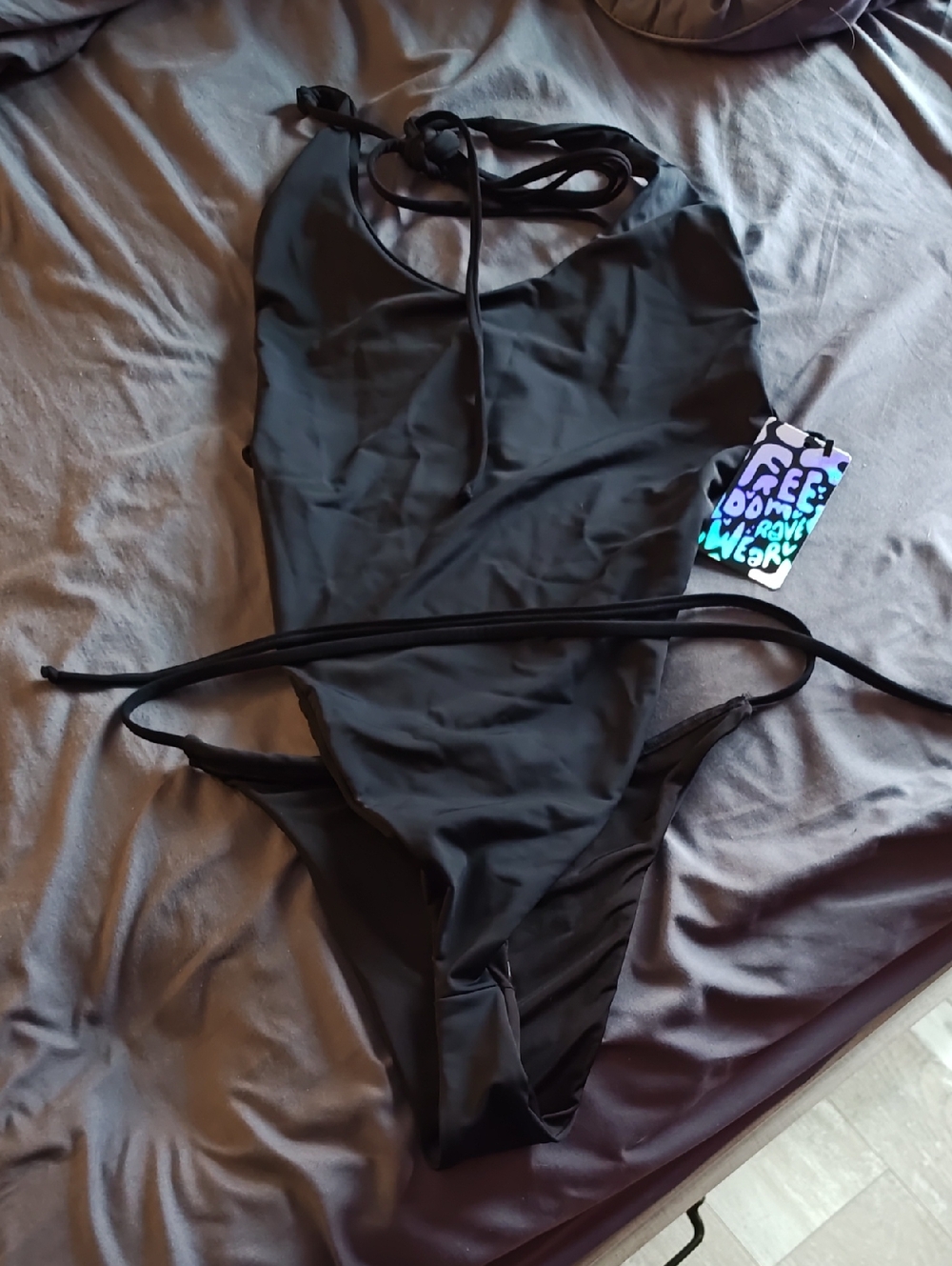Women’s Black Halter One-Piece Swimsuit